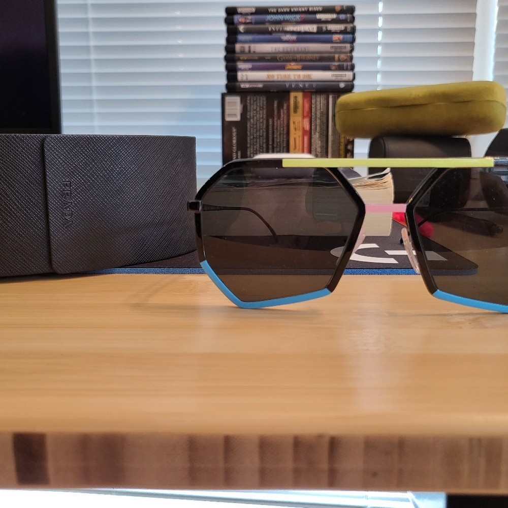 Prada 0PR62XS 0A903A 61 Irregular Black/Blue/Yellow Eyeglasses